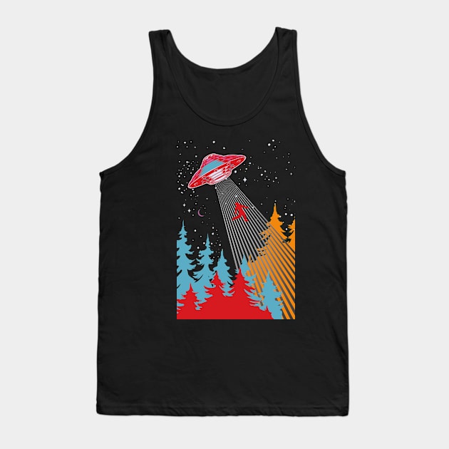 Take Me With You Alien Spaceship Tank Top by Golden Eagle Design Studio